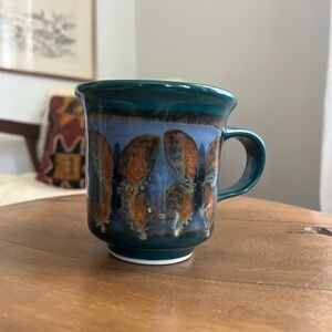 Studio hand thrown pottery mug butterfly